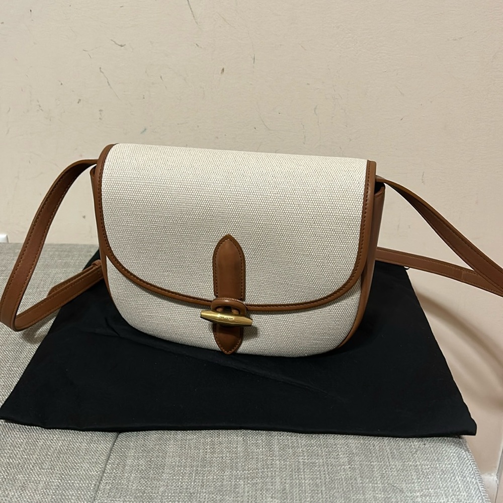 NWT- SAINT LAURENT Le Caban leather-trimmed canvas shoulder bag